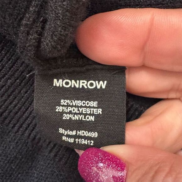 EUC Monrow Women's Black Knit Cut Out Size M Casual Long Sleeve - Picture 4 of 4